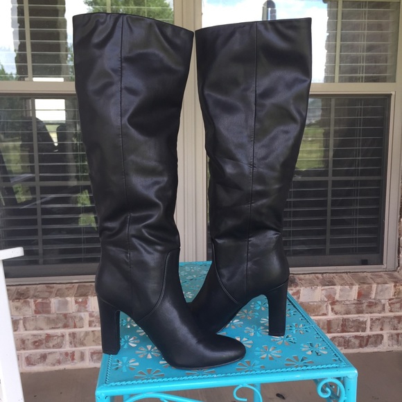 Unisa Shoes - Unisa Black Vegan Leather Knee High Slouch Boots